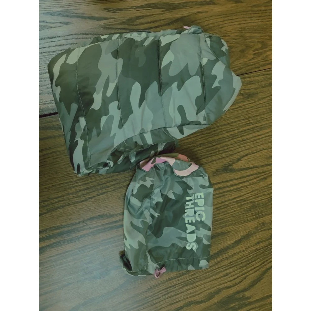 Epic Threads Girls Camo Hooded Puffer Jacket L